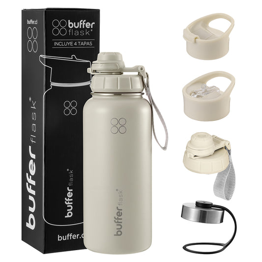 Botella Térmica Buffer Acero Inoxidable 700Ml +4 Tapas Ivory