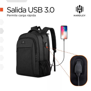 Mochila Notebook Hardley Impermeable Antirrobo Negro