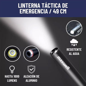 Linterna Led Tipo Bate Maxwell Recargable Seguridad