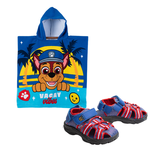 Combo Sandalias Azules + Toalla Paw Patrol