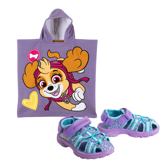 Combo Sandalias Moradas + Toalla Paw Patrol