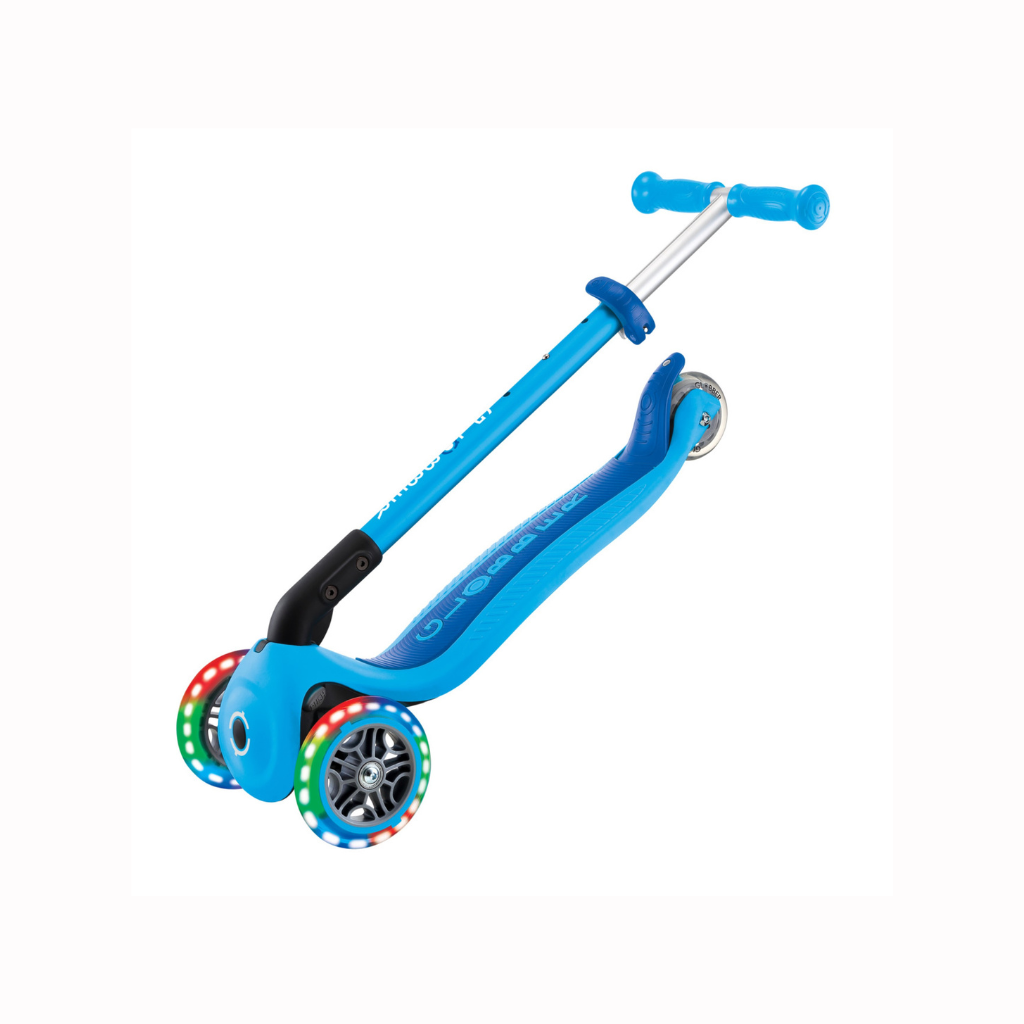 Scooter Infantil Con Luces Led Celeste Globber