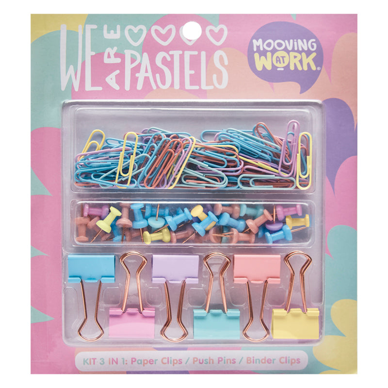 Maw Pastel - Set Escritorio Clips-Apretadores-Push Pins