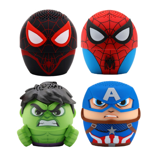 Combo Parlante Bluetooth Portatil Bitty Boomers Marvel Spider-Man, Miles Morales, Hulk y C. América