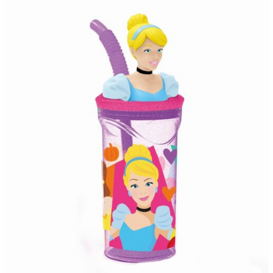 Vaso Con Bombilla Figura 3D Princesas