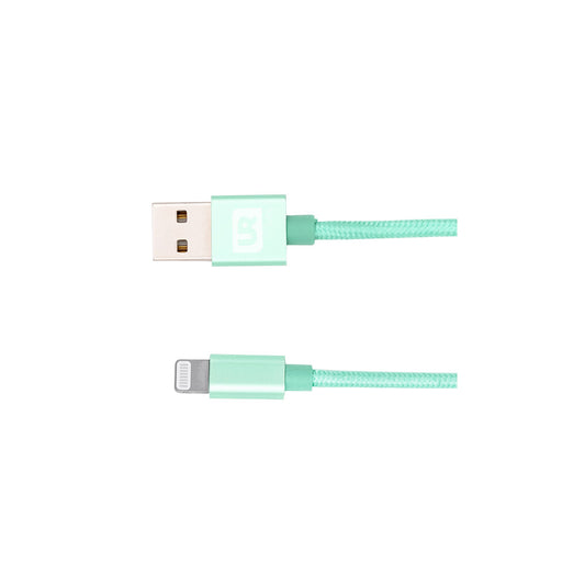 Fabric MFI Lightning USB Cable 1m Mint