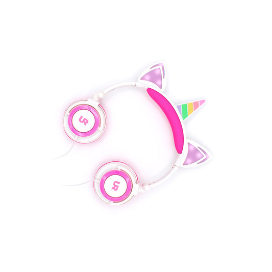 Audífono infantil luces unicornio rosa