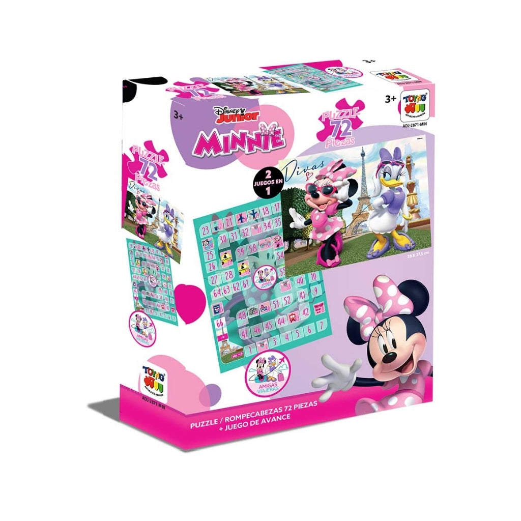 2 En 1 Puzzle 72 + Juego De Avance Minnie