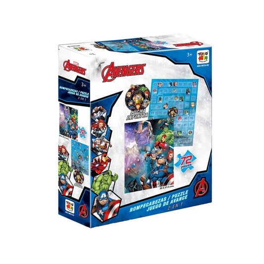 2 En 1 Puzzle 72 + Juego De Avance Avengers