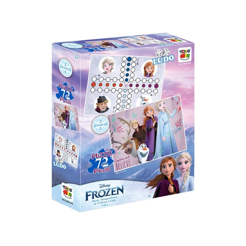 2 En 1 Puzzle 72 + Ludo Frozen