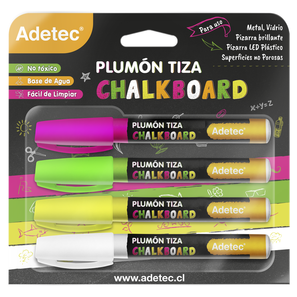 Plumon Tiza Adetec - Colores Surtidos 4 Unidades