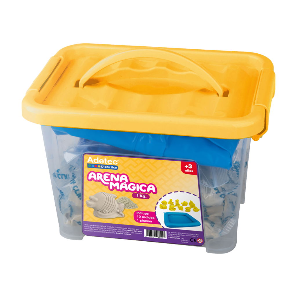 Arena Mágica Adetec - Color Natural 1Kg C/Moldes Y Bandeja