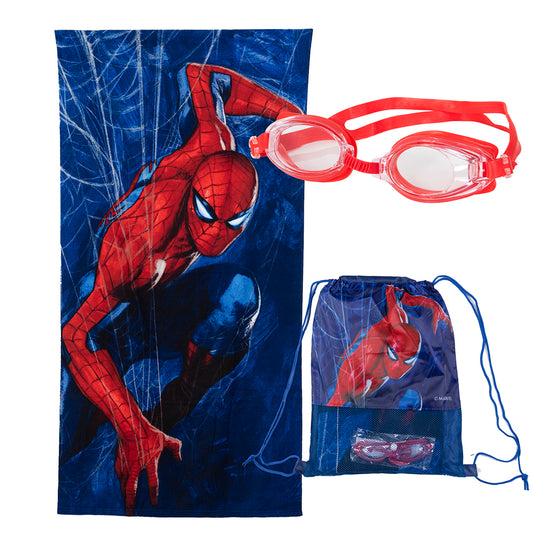 Set Toalla 70X140 Cms + Lentes De Agua Spiderman