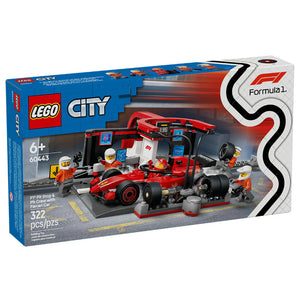 Lego City Parada En Pits De F1® Y Equipo De Mecánicos Con Auto Ferrari