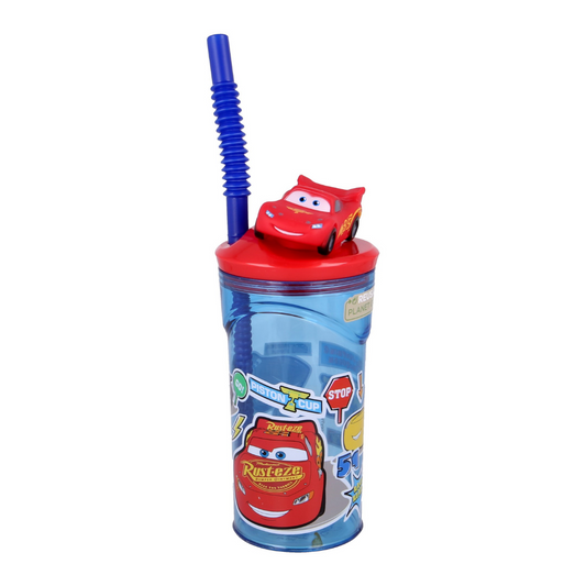 Vaso Con Bombilla Figura 3D Cars