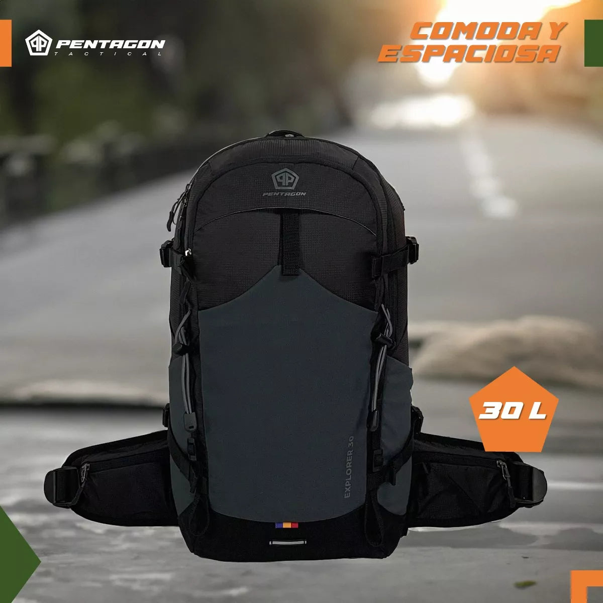 Mochila Outdoor Camping Pentagon Impermeable Negro