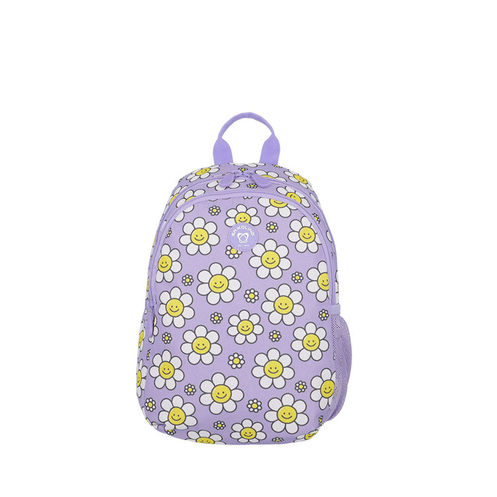 Mochila Saxoline Infantil Homeschool Flores Lila