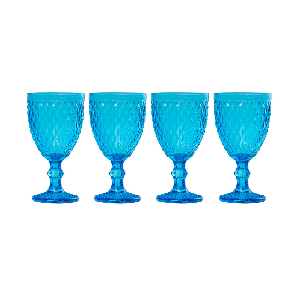 Pack con 4 Copas de Agua Azul Bicos Azul